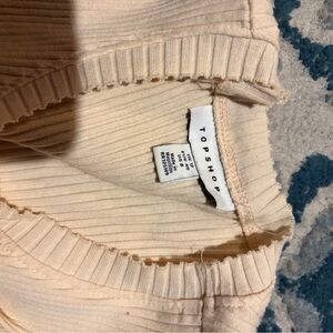 Topshop Beige Ribbed Knit Top